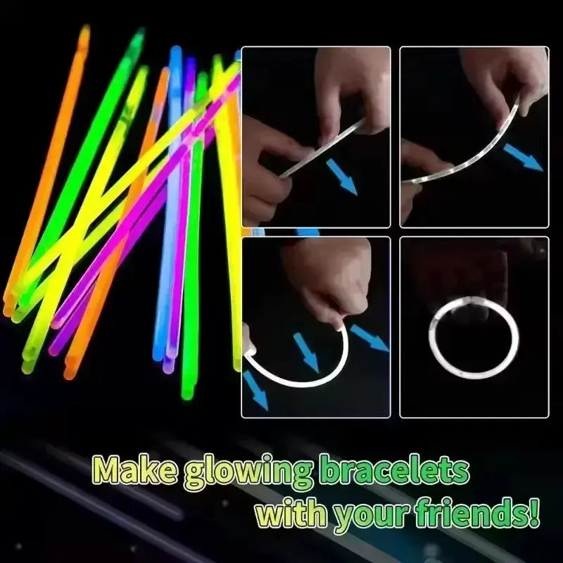 50/100Pcs Fluorescence Sticks Party Multicolor Glowing Stick Bright Colorful Light Bright Bendable Glow Bracelet Party Supplies - ToylandEU