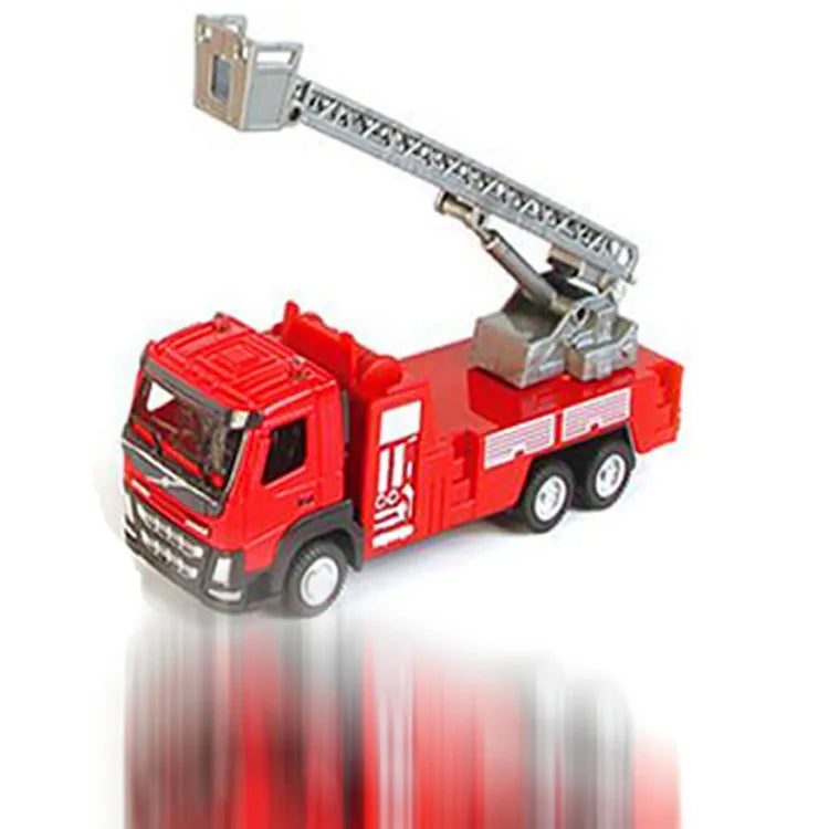 Large Children's Red Alloy Fire Truck Toy 1:50 with Metal Sliding Ladder - ToylandEU