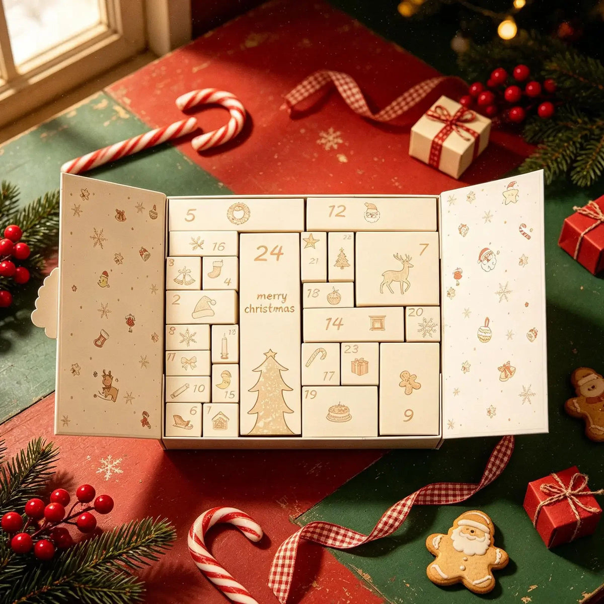 Advent Calendar | 24 Day Empty Fillable Box | Non Woven Fabric Case | Candy And Small Toy Countdown