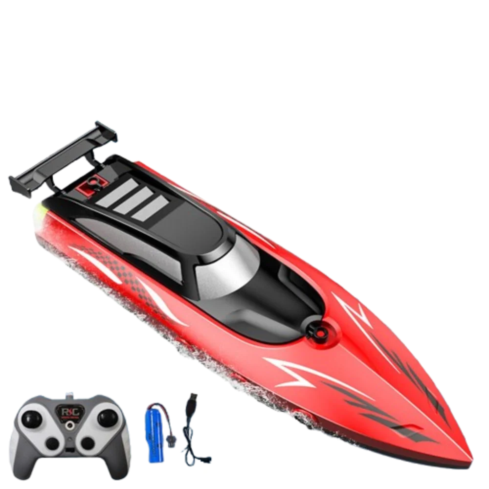 Remote Control Boat | Dual Motors | LED Light | Blue Red