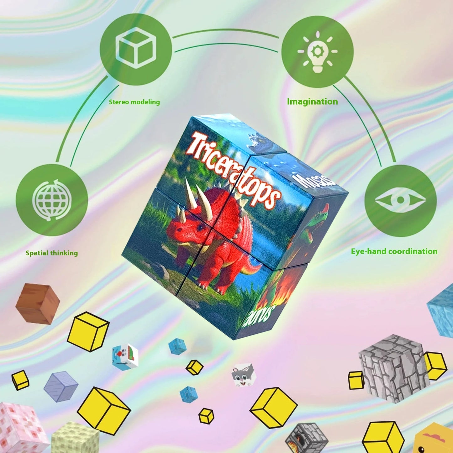 Magnetic Block Puzzle | Set Size 2Pc Or 5Pc | Block Size 2Cm | Cartoon Theme