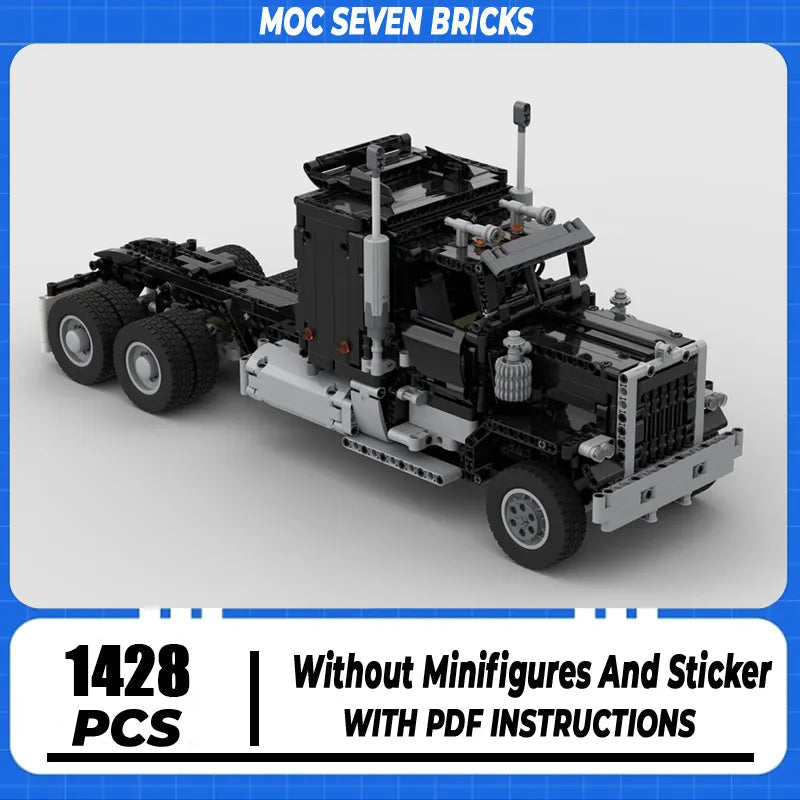 Moc Building Blocks  Black RC Semi Truck Hauler Model Technical Bricks - ToylandEU