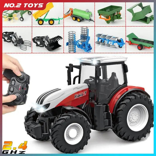 Remote Control Farmer Car 1:24 Scale Tractor Trailer with LED Headlight and 2.4G Remote Control - ToylandEU