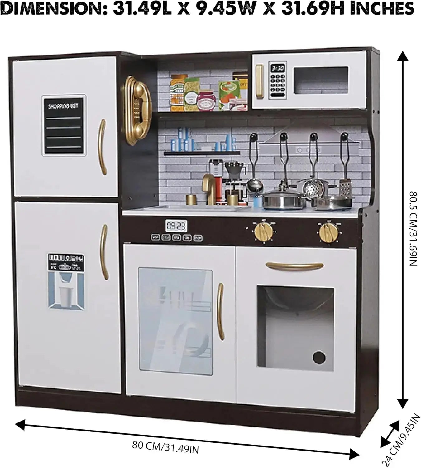Wooden Play Kitchen Toy Set with Light, Kids Children Pretend Toy Kitchen Playset with Sink Play Toy,Oven Microwave,Toddler Cook - ToylandEU