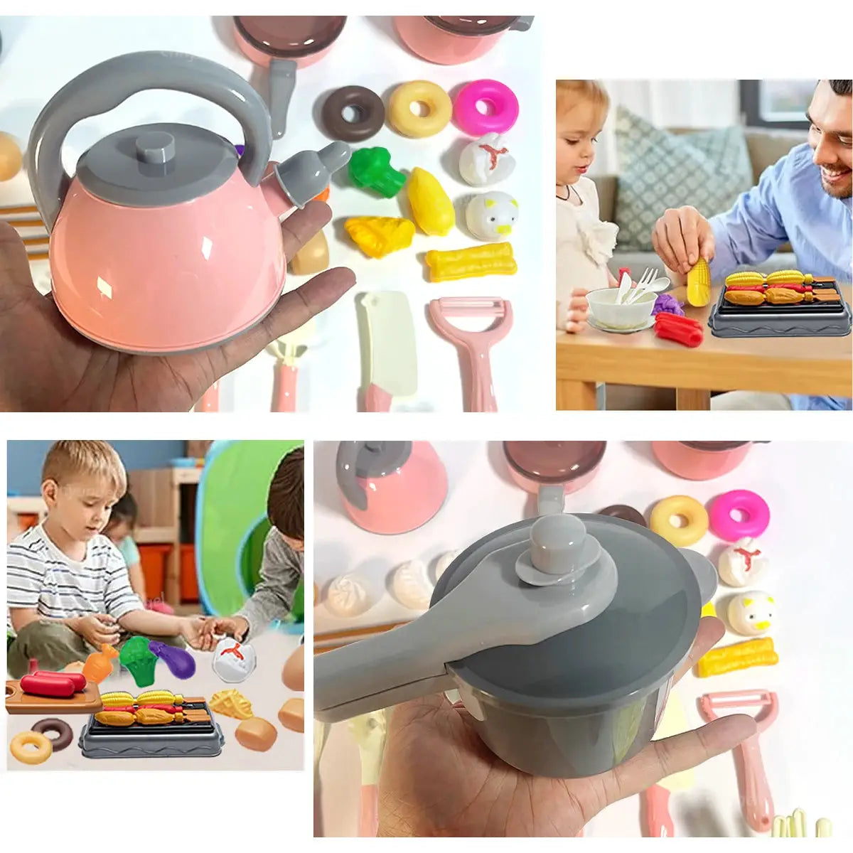Kids Kitchen Toys Set 92/69/59 PCS Play Food with Pots Pans & Utensils Small Pretend Cooking Toys for Toddlers Girls Boys Gift - ToylandEU