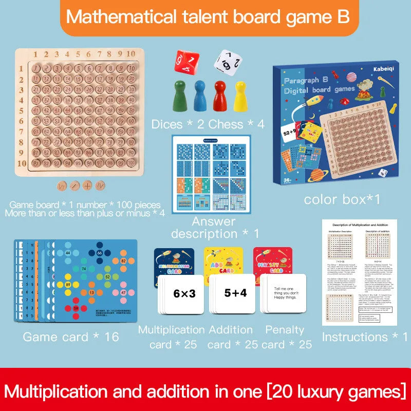 Montessori Wooden Multiplication Board Game Math Toys Counting Hundred - ToylandEU