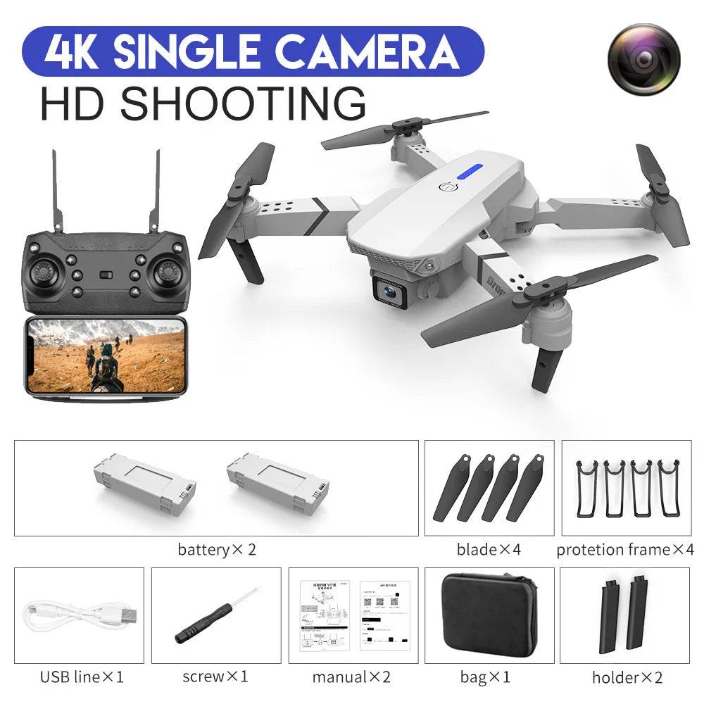 2023 E88Pro 4K Professional RC Drone with 1080P HD Camera - Foldable Helicopter, WIFI FPV, and Height Hold - Perfect Gift Toy - ToylandEU