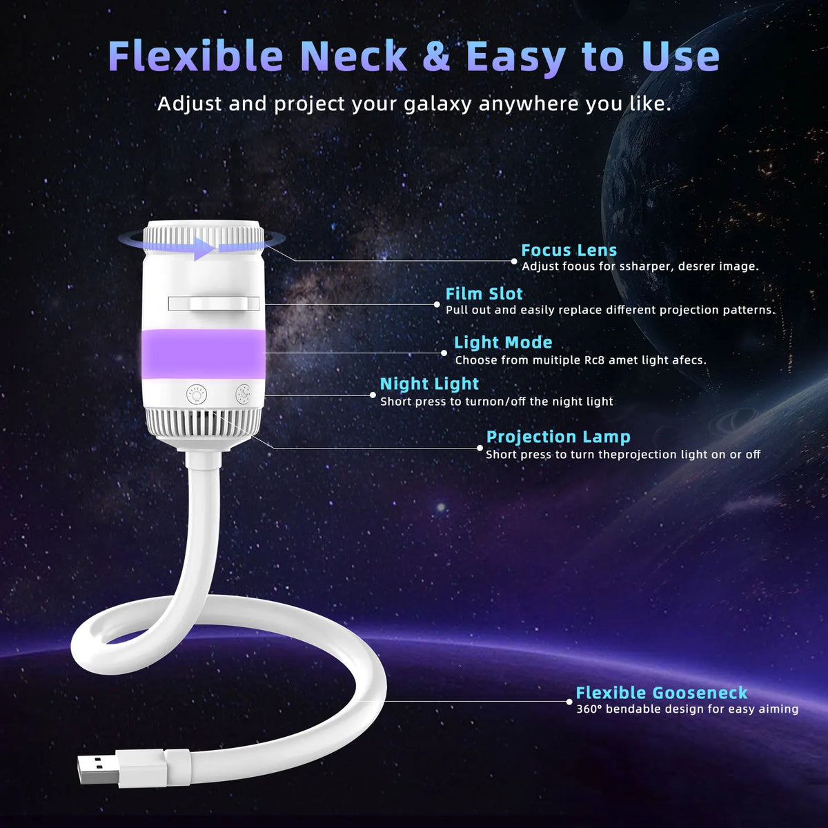 Star Projector | USB Jellyfish Design | Ambient Night Light | Bedroom Nursery