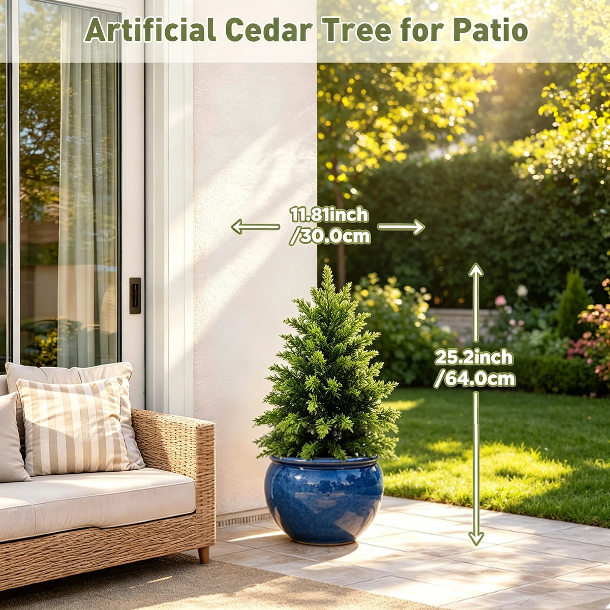 Artificial Cedar Topiaries | UV Resistant | Black Pot | 2 To 6 Ft For Yard