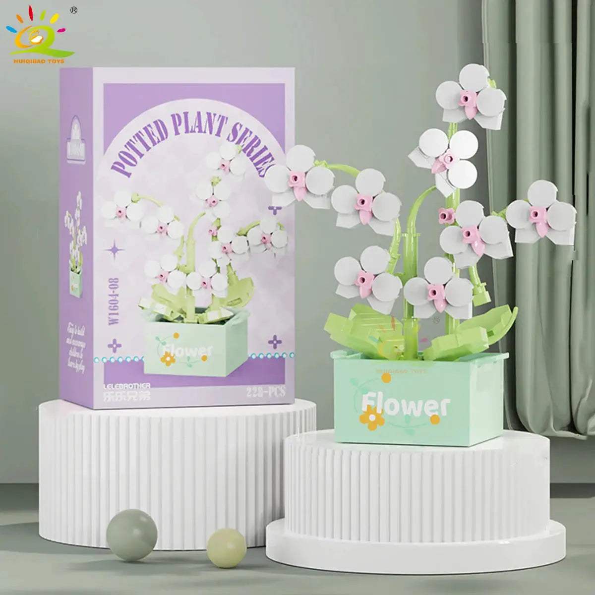 HUIQIBAO MOC Flower Succulent Potted Model Building Block DIY Eternal Bouquet Home Desk Plant Decor Brick Girl Gift Children Toy - ToylandEU