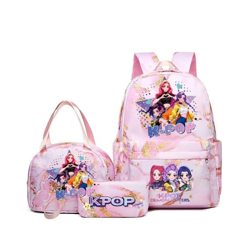Pink Demon Hunter Backpack For Teens With Durable School Bag