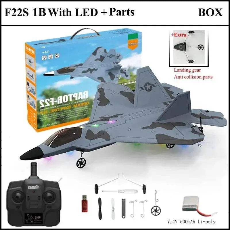 2024 New F22S 2.4G 4CH 3D6G RC Airplane Raptor F22 Warplane - ToylandEU