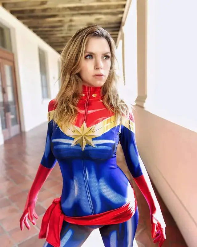 Captain Ms Carol Danvers Cosplay Costume Zentai Bodysuit Suit Superhero Halloween Jumpsuits - ToylandEU