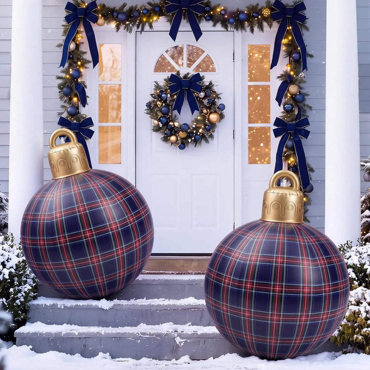 Christmas Inflatable Balls | 32 Inch | 3 Pack | Tartan Holiday Decor