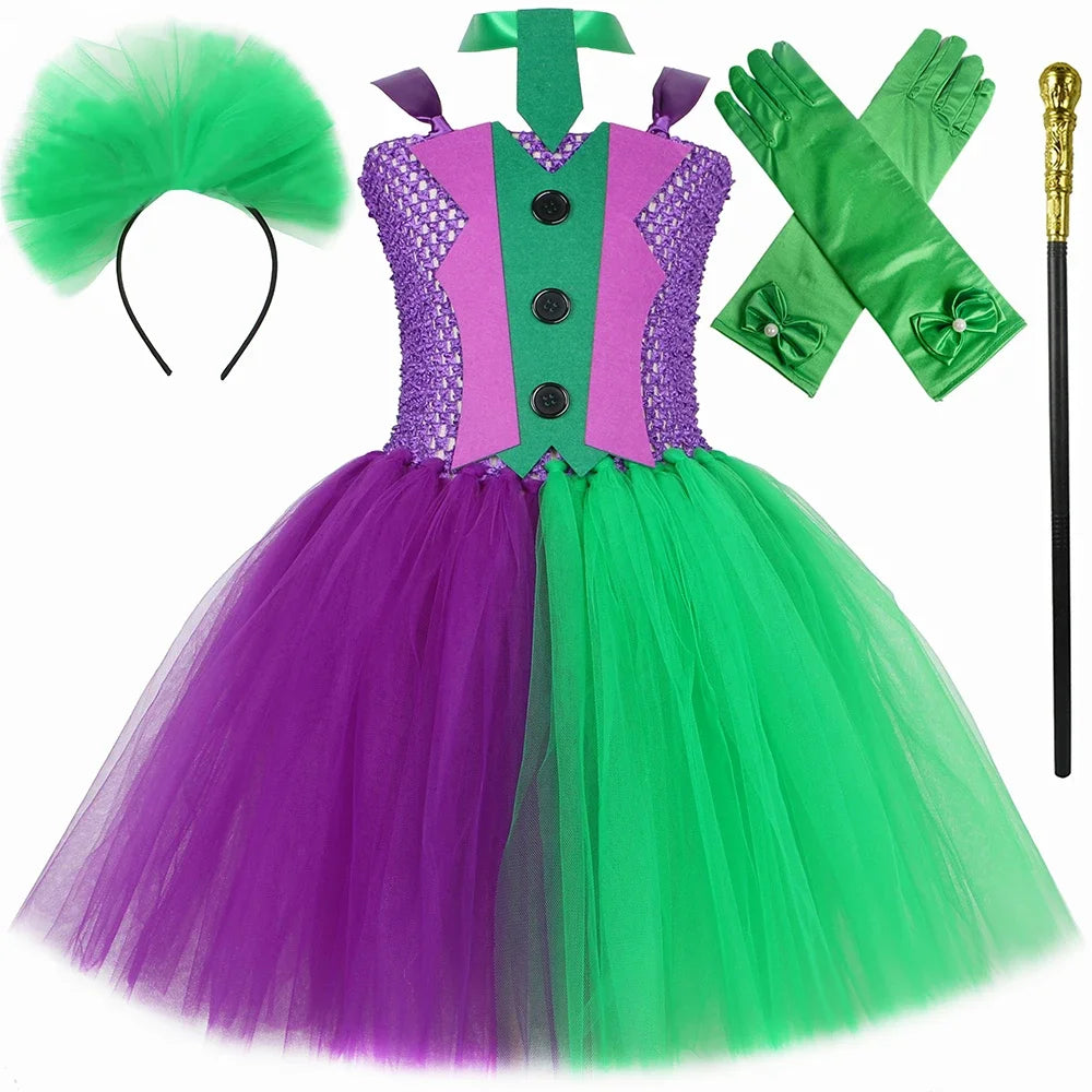 Girls' Bat Joker Tutu Costume - Fun Halloween & Carnival Dress