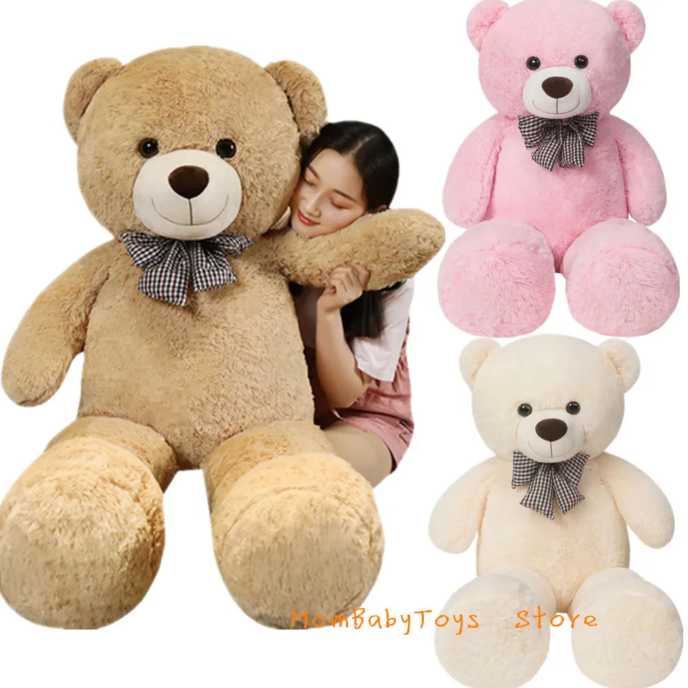 Giant 105/130cm Soft Teddy Bear Plush Toys White&Pink&Brown Bear Super - ToylandEU