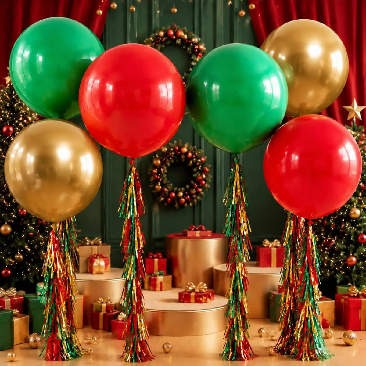 Giant Balloons | 36 Inch | With Tassels | Christmas Party Decor