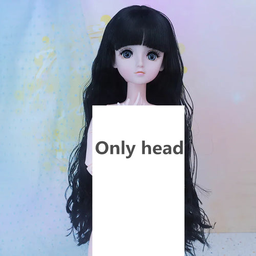 60CM BJD Doll Head with 4D Artificial Eyes and Long Curly Hair ToylandEU.com Toyland EU