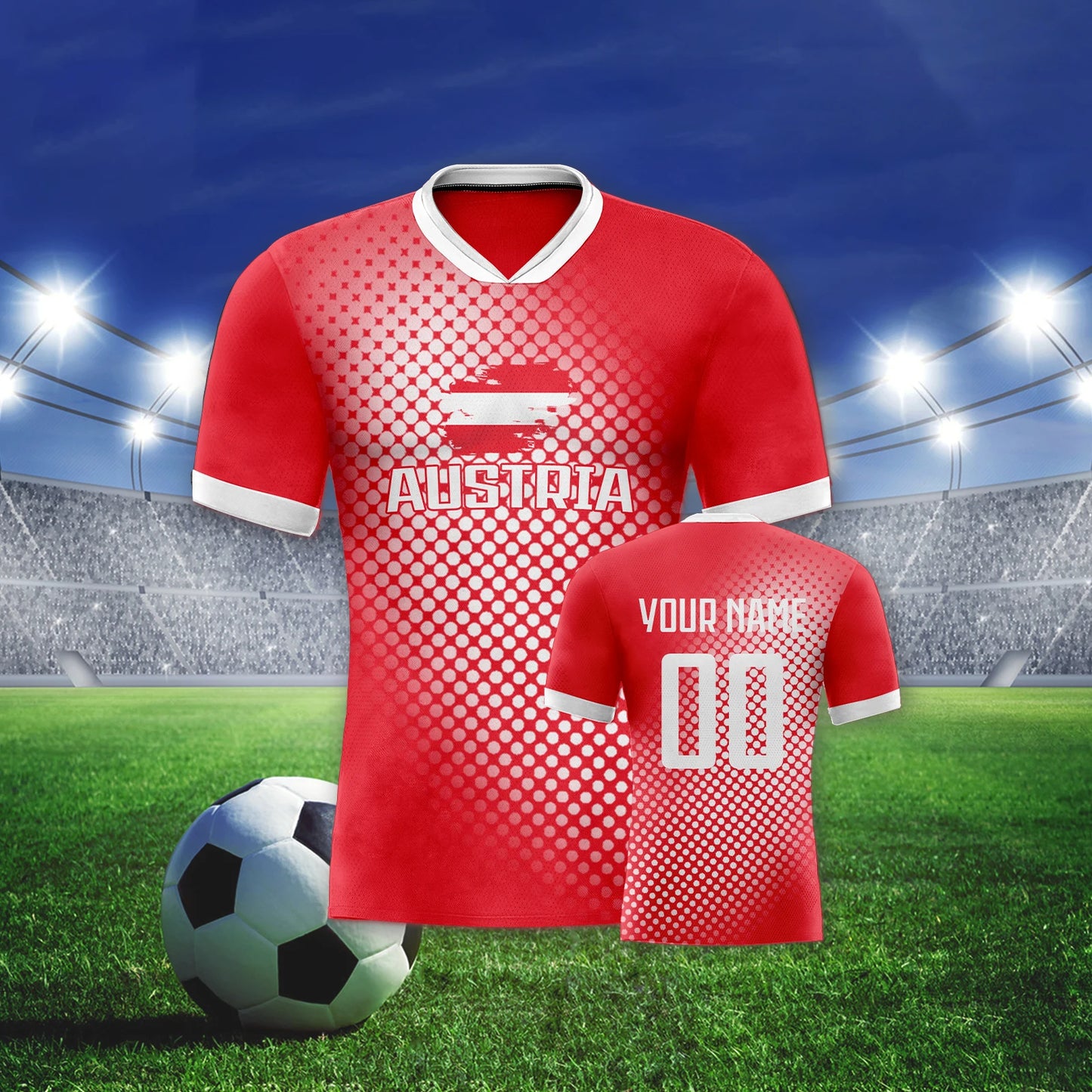 Personalized Austria Soccer Jersey with Custom Name and Number - Men's Training Kit for Fans and Youth