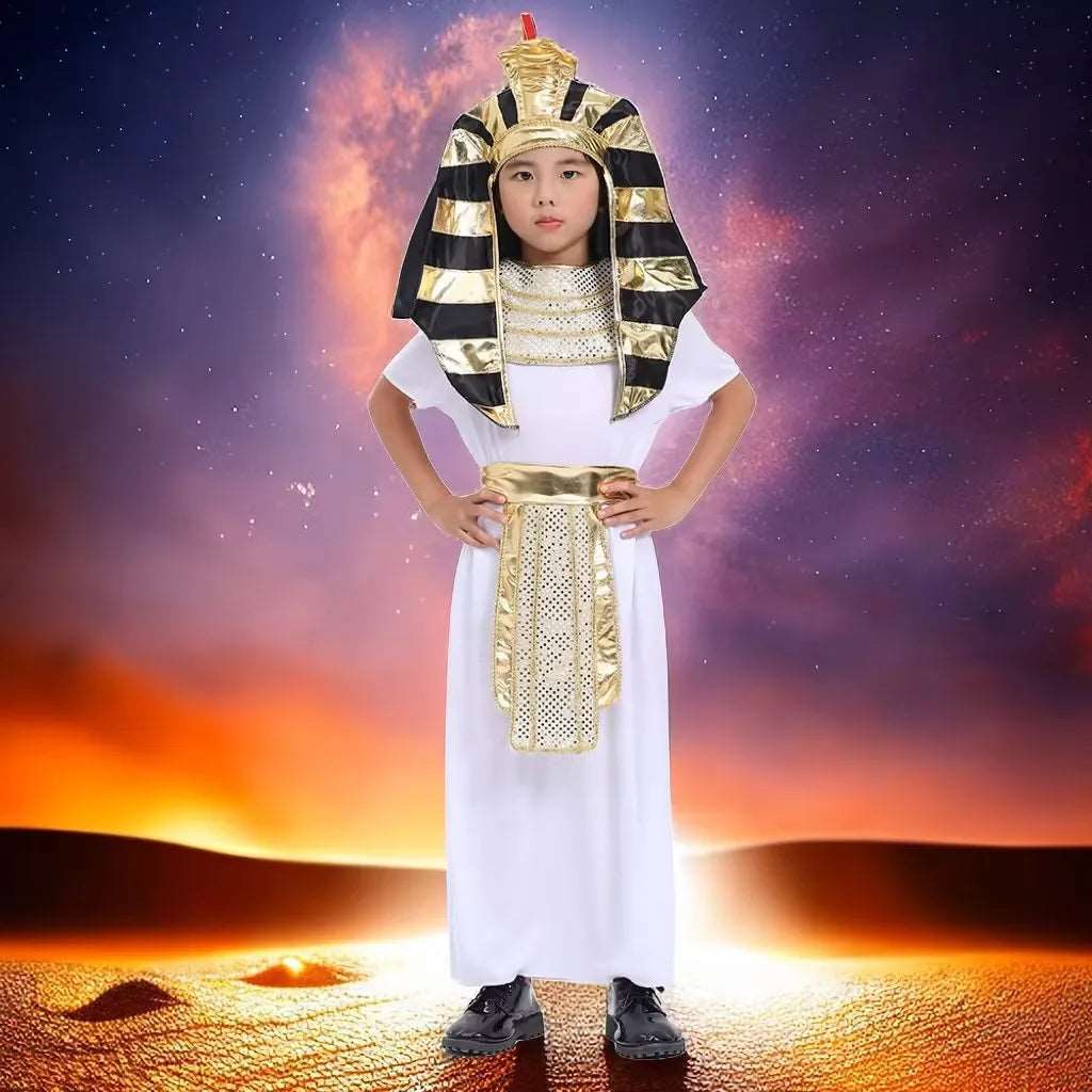 Egyptian Pharaoh Kids Costume for Halloween Cosplay Parties and Stage Performances