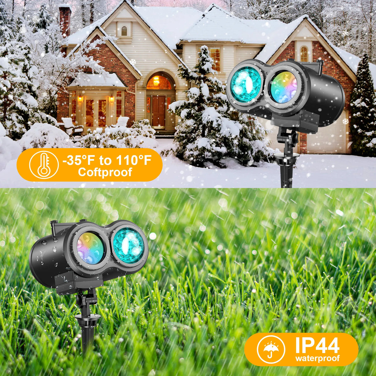 Holiday Projector Lights | Dual Moving Patterns | Outdoor Decor | Seasonal