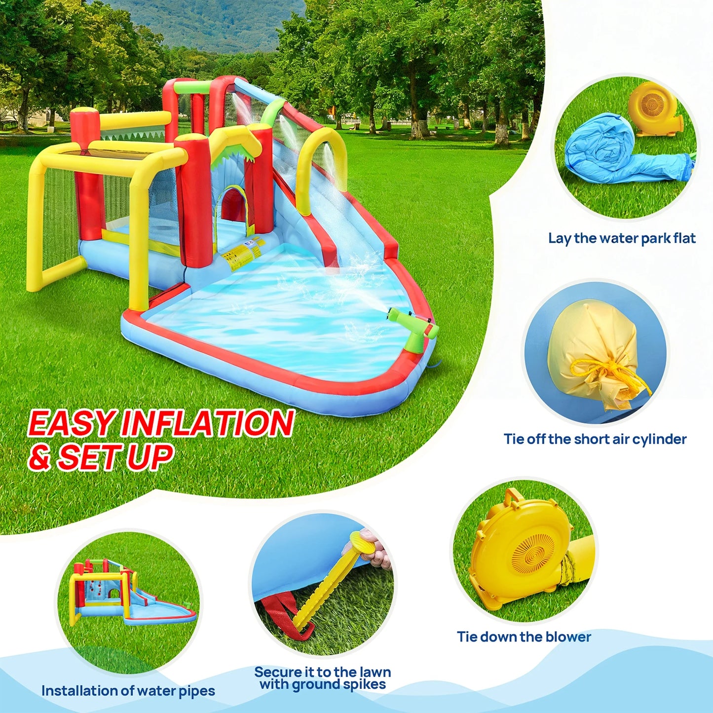 Inflatable Water Slide Park Bounce House for Backyard Fun
