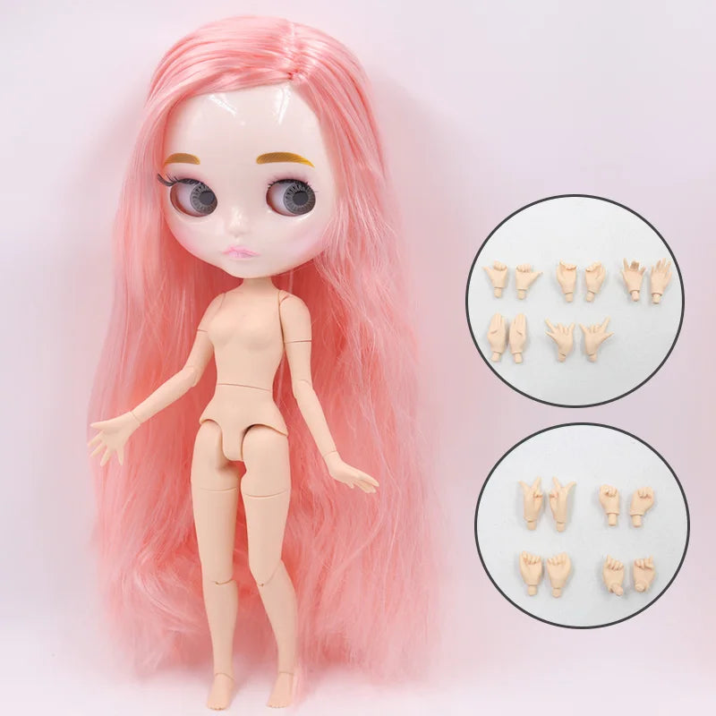 1/6 Scale Blyth Doll | Carved Lips Face | 30cm Joint Body | White Skin