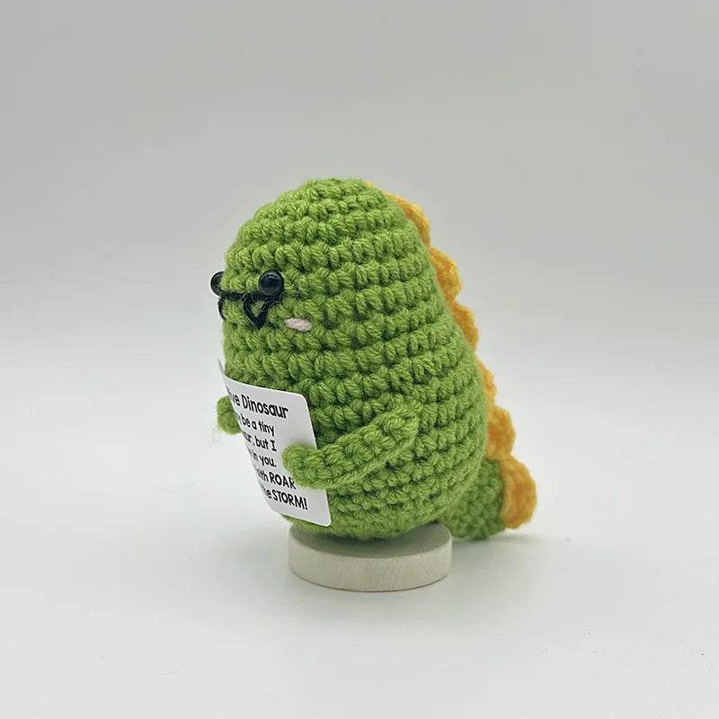 Funny Positive Crochet Sunshine Doll Desktop Ornament Handmade Cheer Emotional Support Sun with Card Home Party Decor - ToylandEU