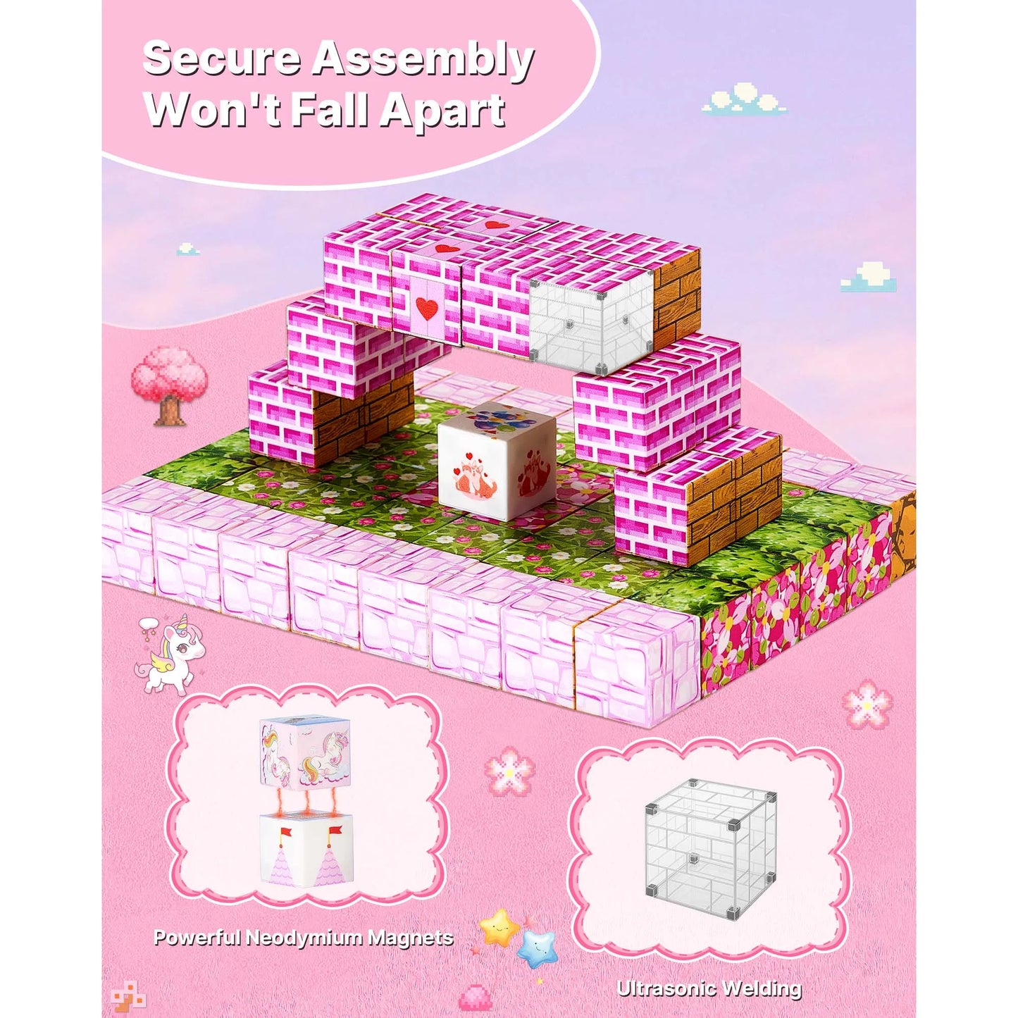 Magnetic Blocks | 100 Pieces | Princess Castle Set | STEM Montessori Toy