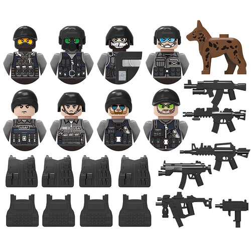 Military Army and Police Building Blocks Figures Set, including WW2 Soldier and SWAT Officer Toys ToylandEU.com Toyland EU