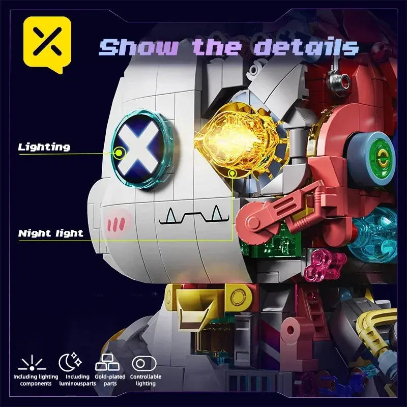 1377PCS Building Blocks LED Light Up Robot Rabbit Model Creative DIY Animal Kids Toy Gifts Adults Home Desk Decor Rabbit Bricks - ToylandEU