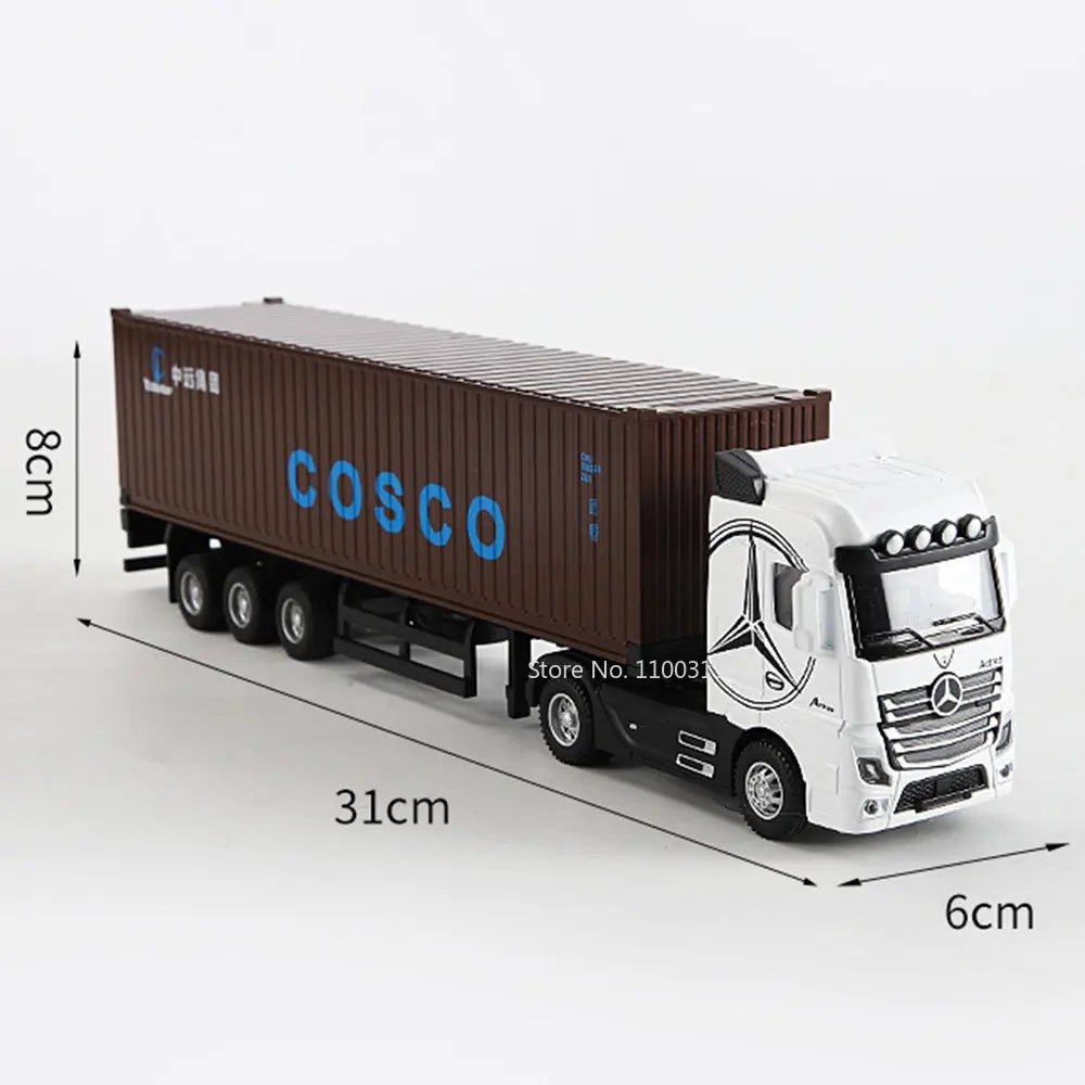 Large 1:50 Diecast Alloy Truck Model with Container Simulation and Sound-Light Features - ToylandEU