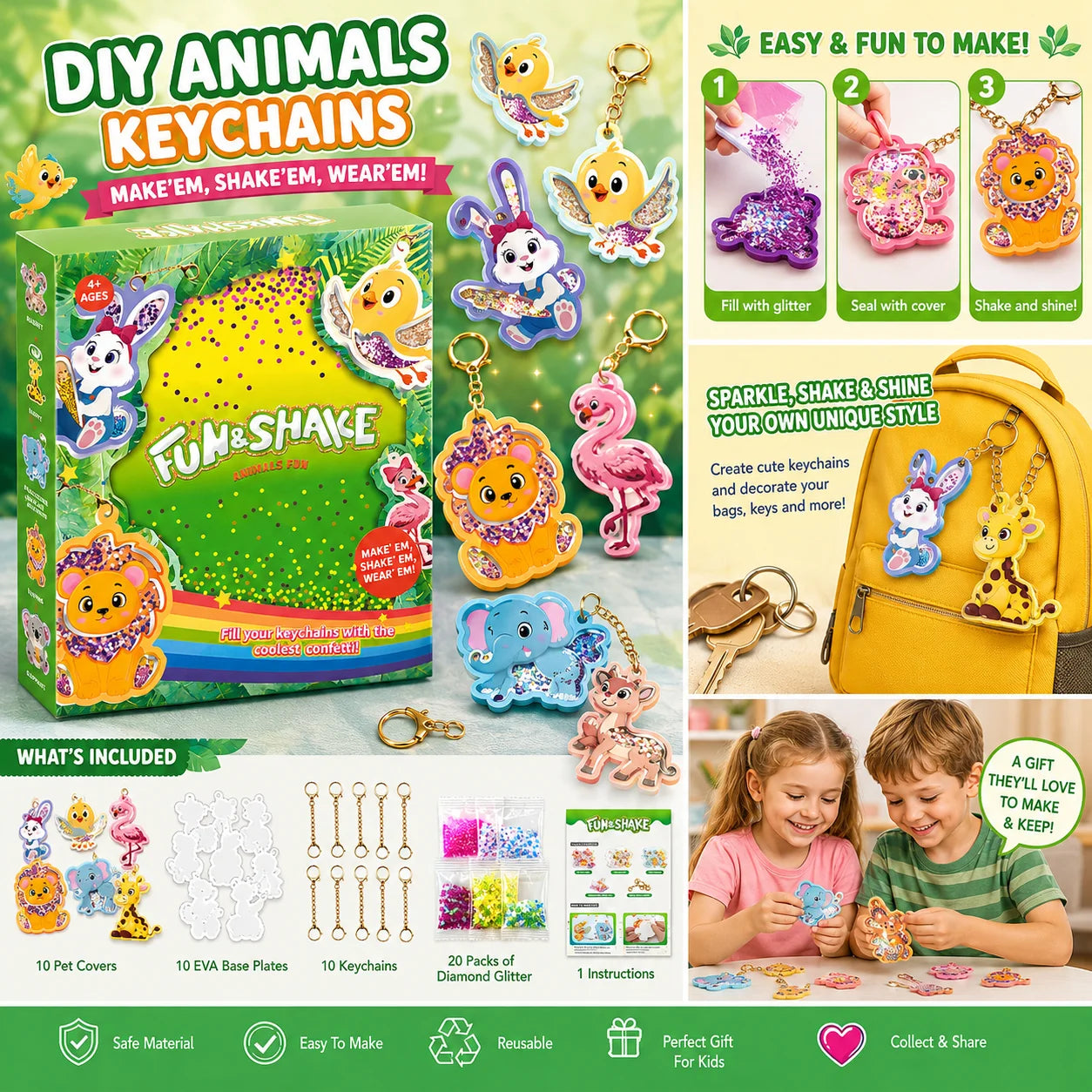 Keychain Craft Kit | DIY Diamond Painting Stickers | Sequins and Charms
