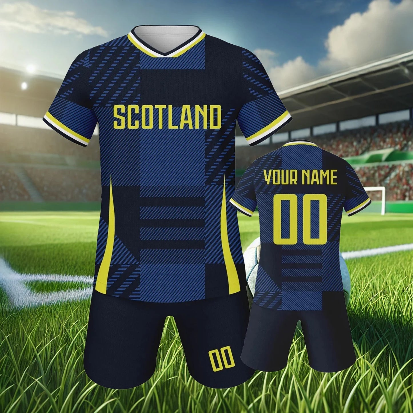 Personalized Scotland Youth Soccer Jersey - Custom Name & Number Football Kit for Kids 3-14Y, Quick-Drying Tracksuit