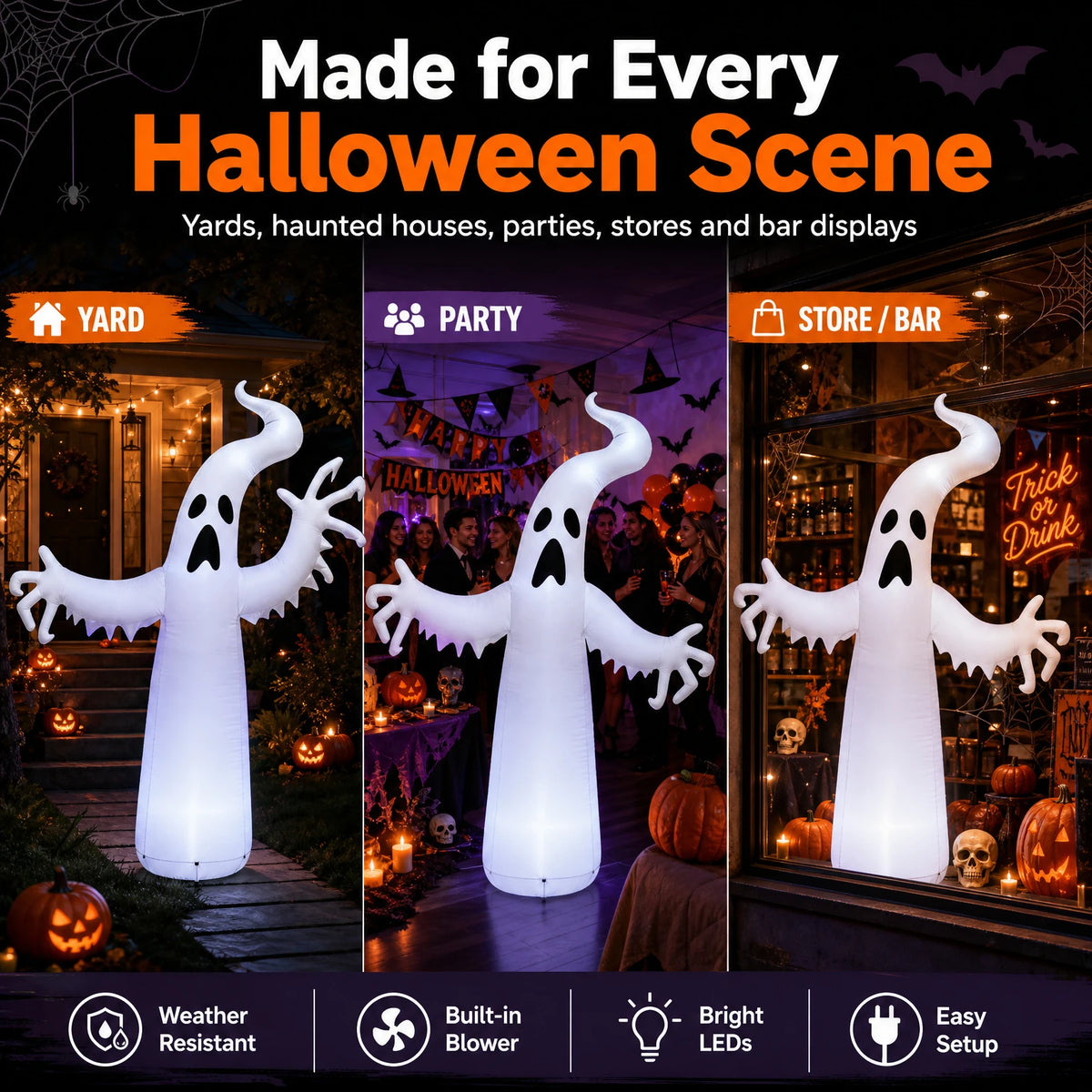 Inflatable Halloween Ghost | PVC | Outdoor Yard Decor | Large