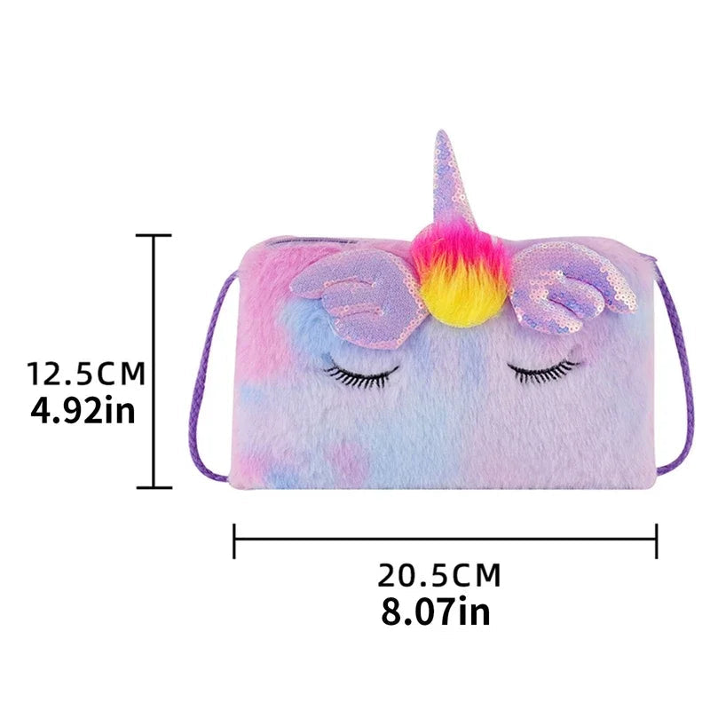 Cute  Unicorn Girls Crossbody Bags Soft Plush Kids Children's - ToylandEU