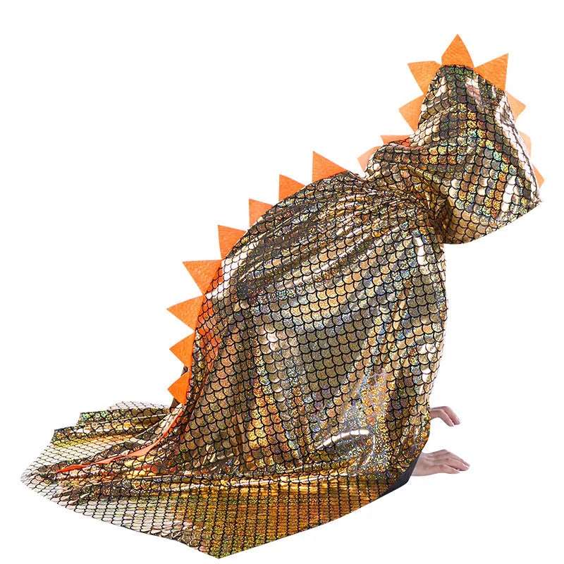 Dinosaur-Themed Hooded Cloak for Kids - Halloween and Carnival Costume