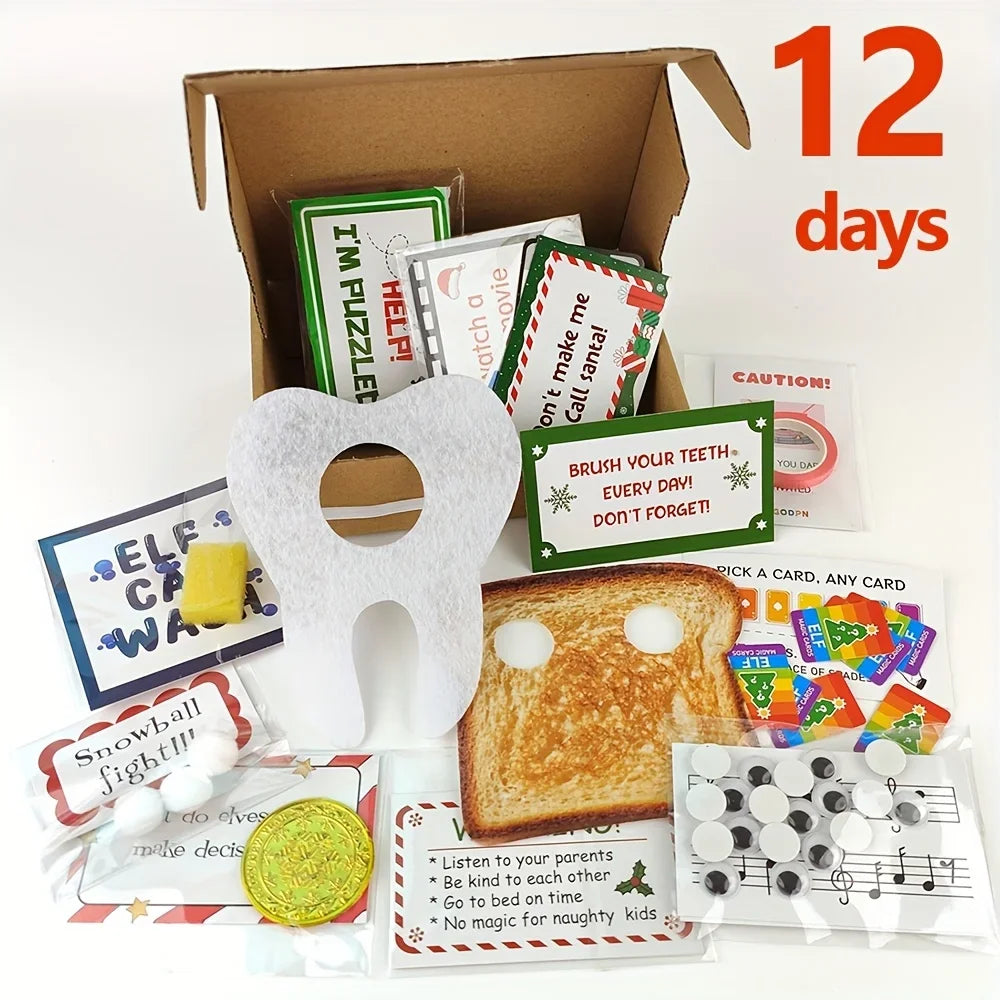 Advent Calendar | 24 Day Elf Kit | 24 Props And 12 Activities | Elf House Food Crafts And Games