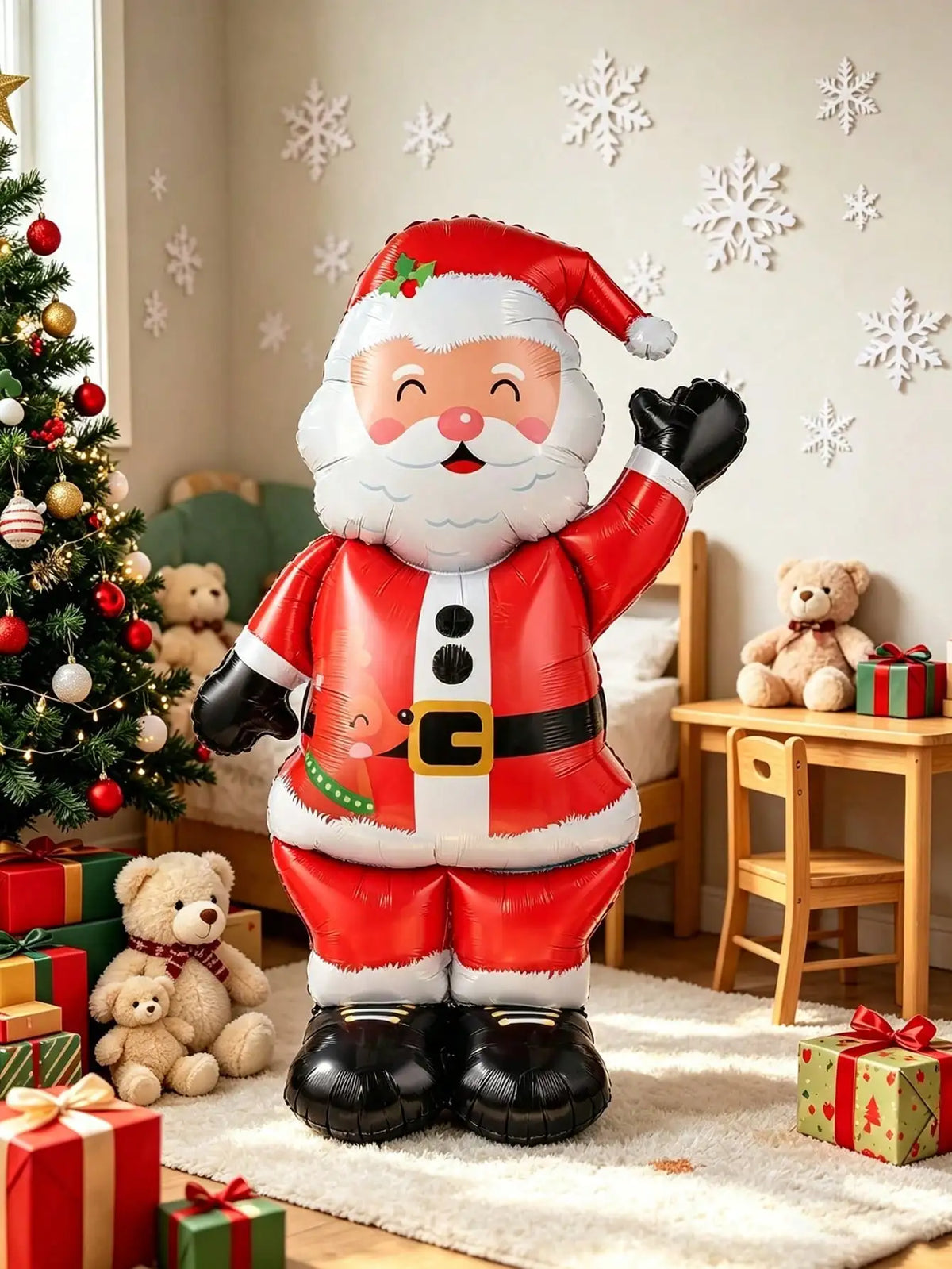 Santa Foil Balloon | 62 Inch Standing | Squinting Face | Holiday Party