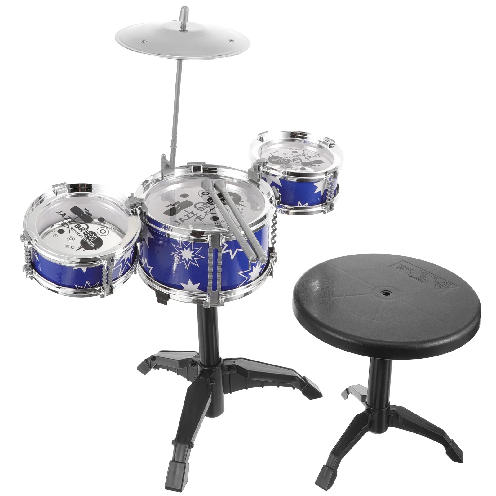 Kids Jazz Drum Set Toddler Drumsticks Cymbal Stool Chair Musical Toyland EU