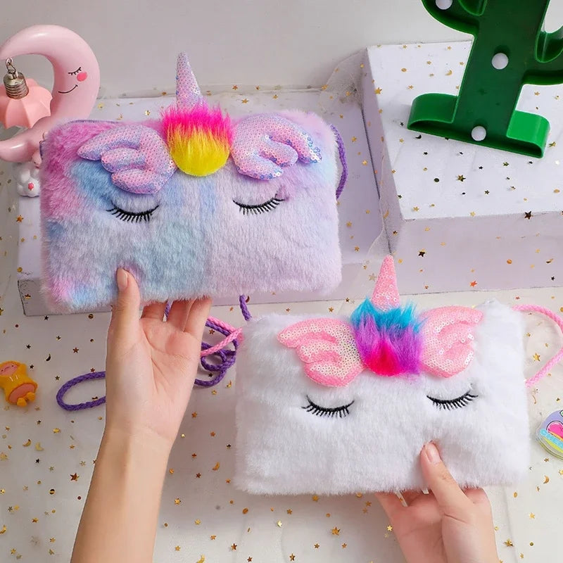 Cute  Unicorn Girls Crossbody Bags Soft Plush Kids Children's - ToylandEU