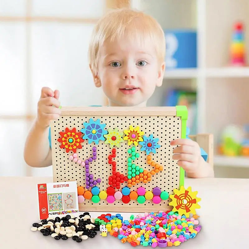 Colorful Mushroom Montessori Pegboard - Fun Learning Puzzle for Kids