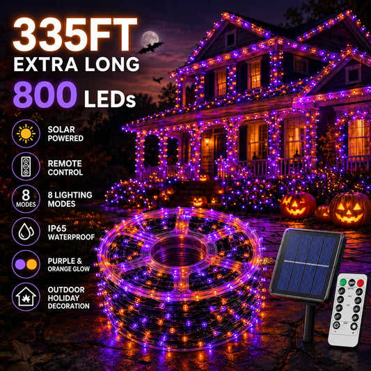 Halloween String Lights | 335 Ft 800 Led | Remote | Purple Orange Patio Decor
