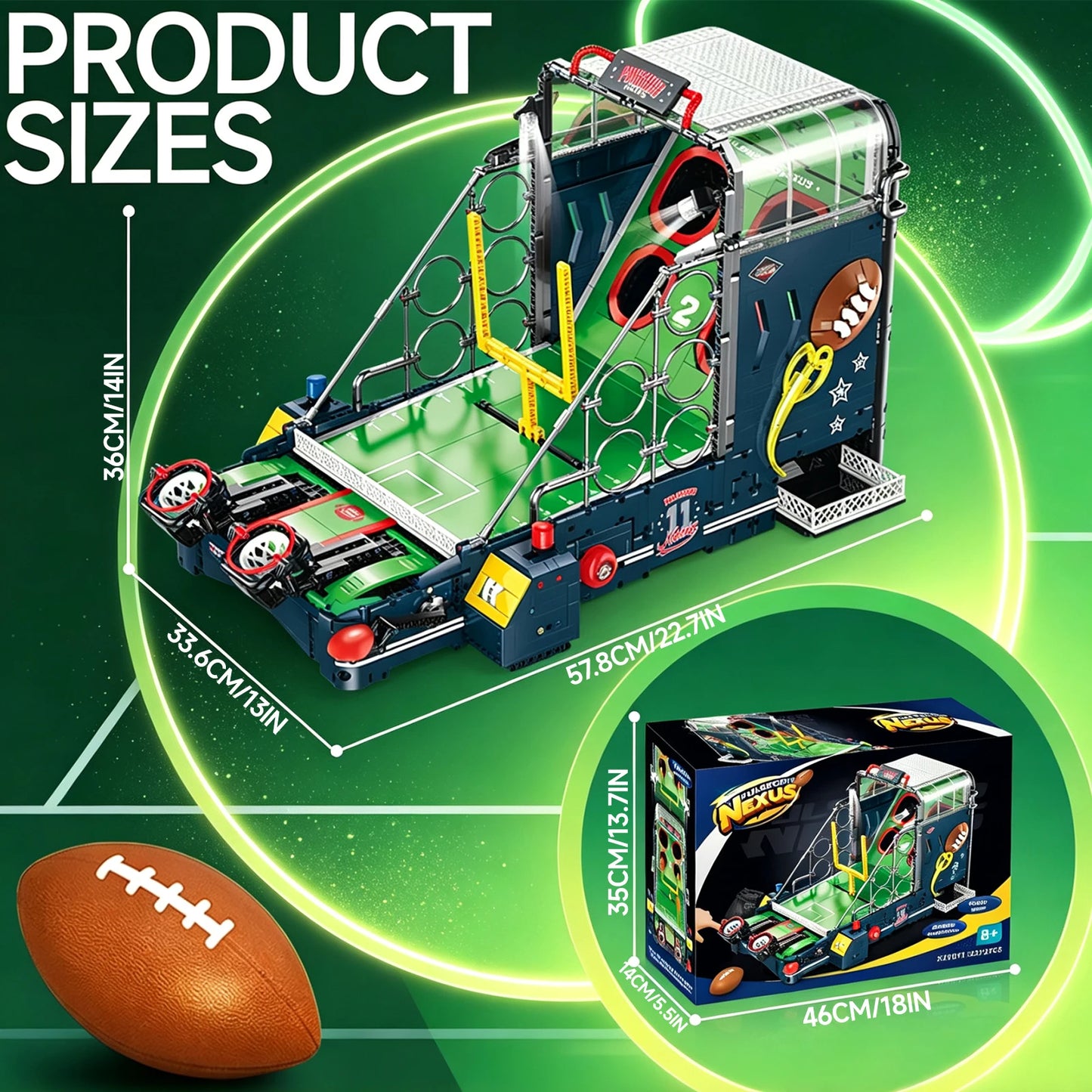 Rugby Building Blocks Set | 2272 Pieces | Music LED Tabletop Ball Game