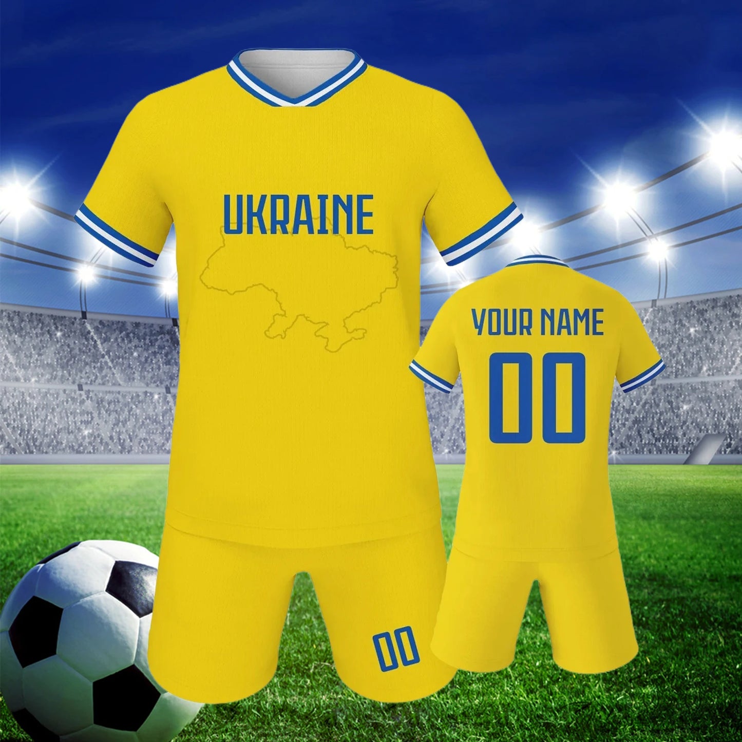 Personalized Ukraine Kids Soccer Jersey with Custom Name and Number for Youth Training - Ages 3-14