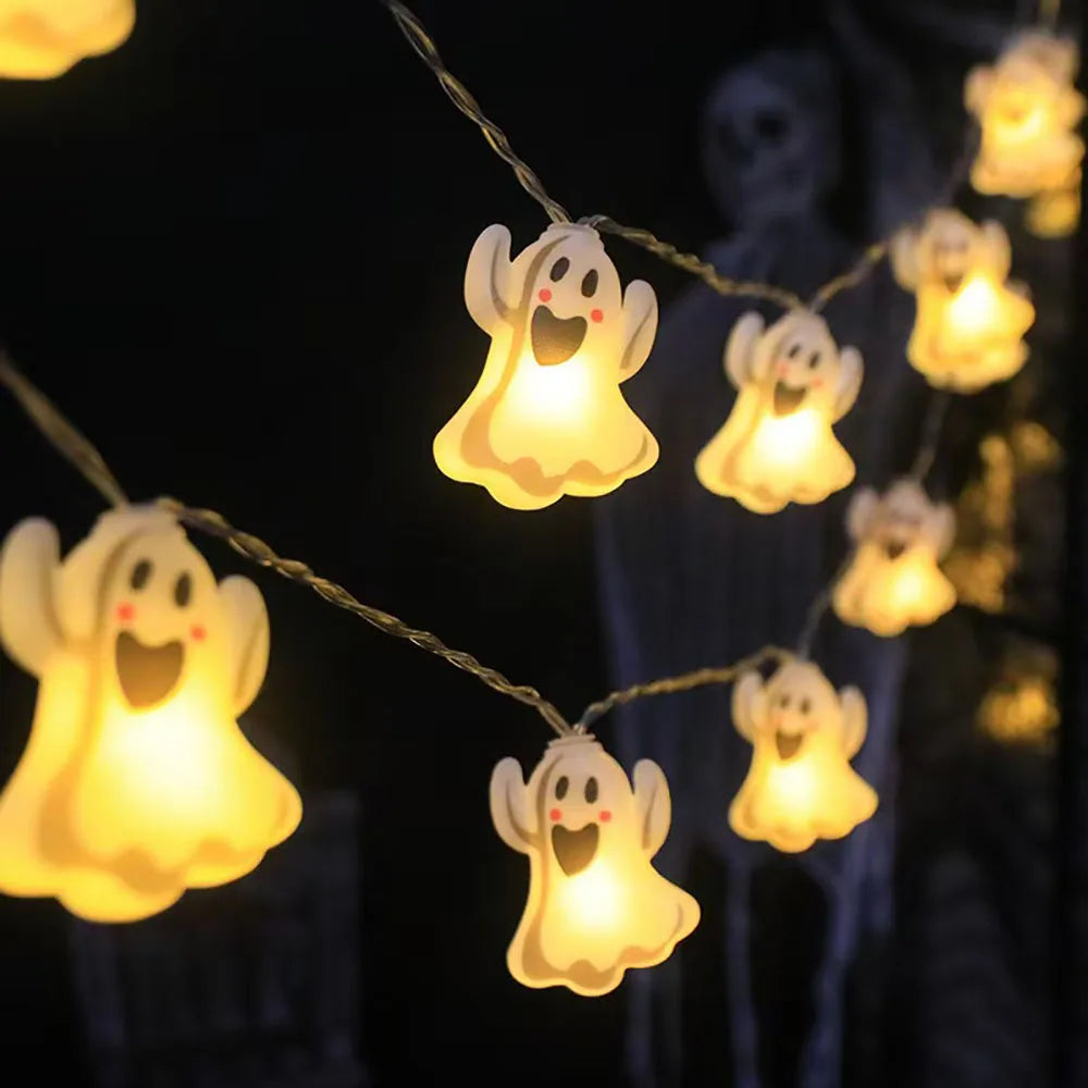 LED String Lights | Pumpkin Ghost Spider Web Shapes | Battery Operated