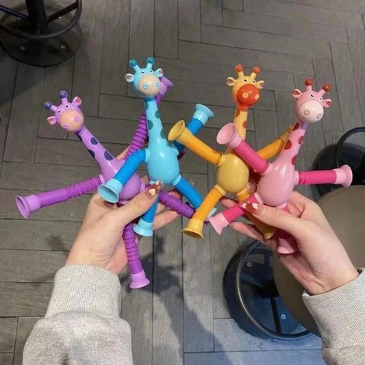 Telescopic Giraffe Suction Cup Pop Tubes - Stress Relief Children's Toy - ToylandEU