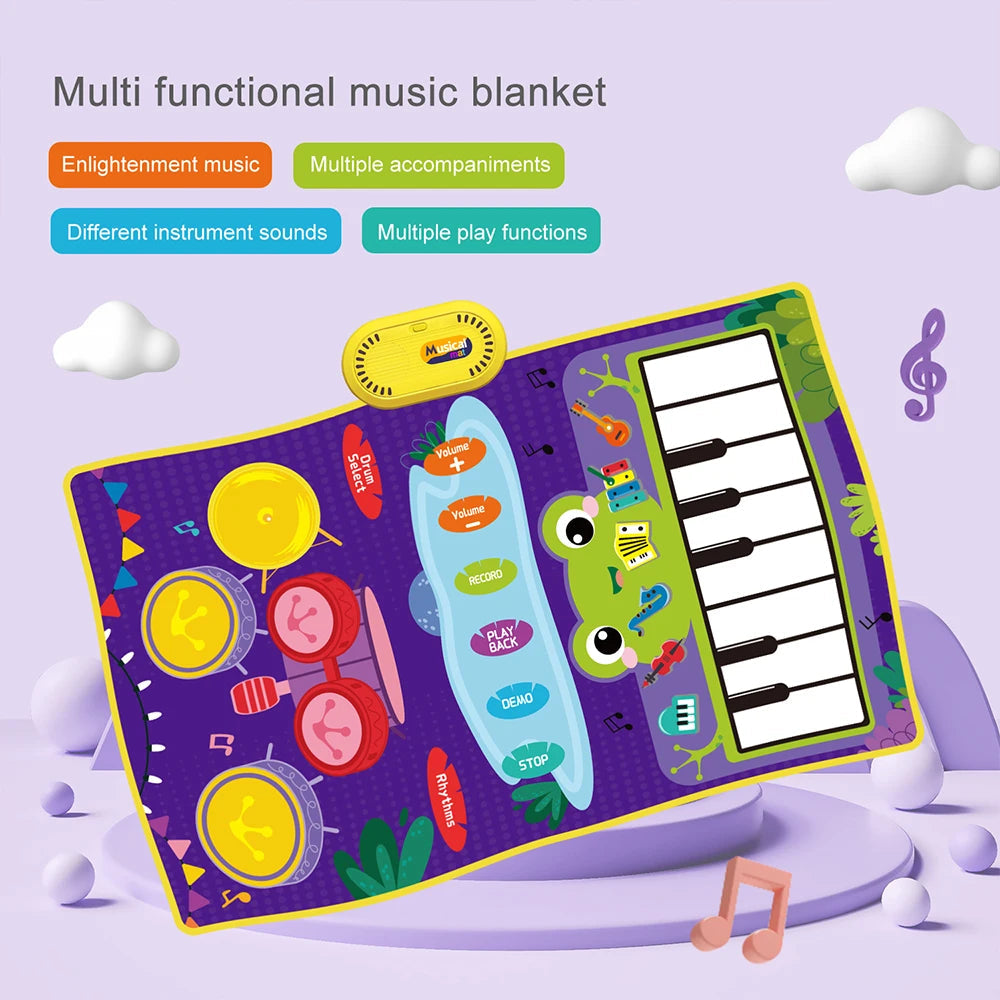 2 In 1 Baby Musical Instrument Piano Keyboard & Jazz Drum Music Touch