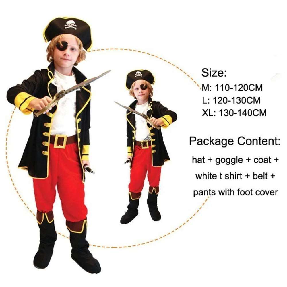 Deluxe Pirate Costume Set for Kids - Cute Unisex Shirt & Pants for Carnival & Halloween Celebrations