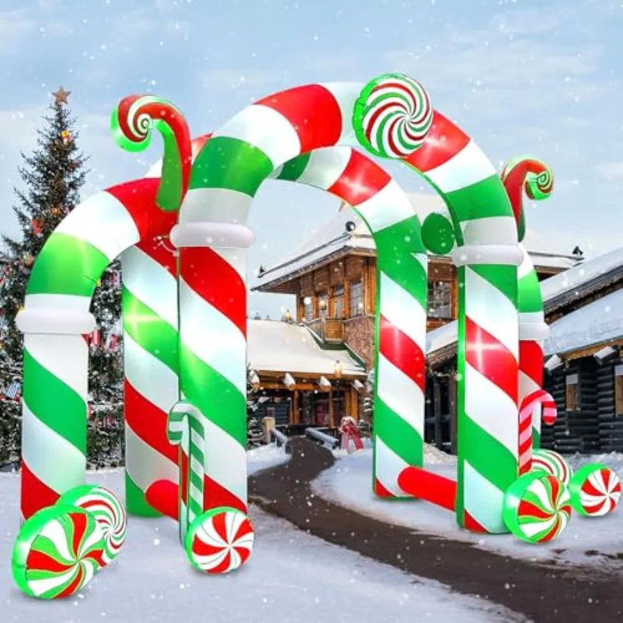 Christmas Inflatable Arch | 13 Ft Size | Candy Shape Design | Yard Garden Decor